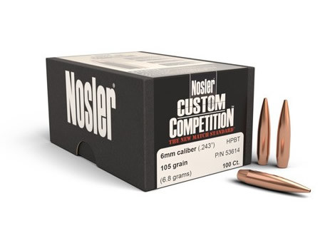 Nosler Custom Competition 6mm Bullets 16328, 105 Gr., HPBT, 250 Count