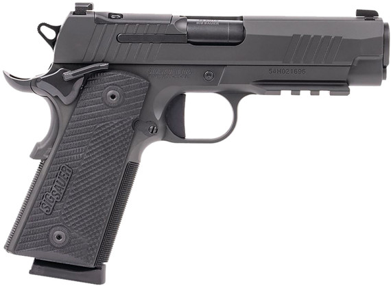Sig Sauer 1911XCA45BXR3 1911 XSeries Carry Frame 45 ACP 8+1 4.25 Black DLC Carbon Steel Barrel, Black Nitron Optic Ready/Serrated Stainless Steel Slide, Black Nitron Stainless Steel Frame w/Pic Rail, Black LOK G10 Grip, Pistol