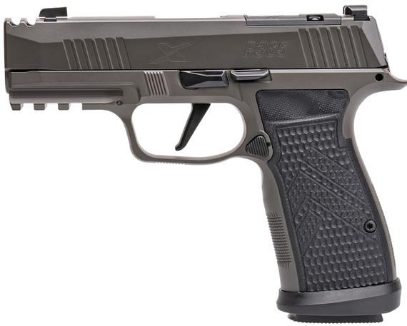 Sig Sauer 365AXGCA9LEGION10 P365 AXG Legion Compact Frame 9mm Luger 10+1 3.10 Black Carbon Steel Barrel, Legion Gray Cerakote Optic Ready/Serrated Stainless Steel Slide & Frame w/Beavertail & Pic Rail, Black G10 Chevron Grip, Pistol