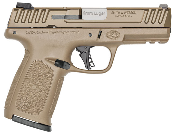 Smith & Wesson 14371 SD9 2.0 Bundle Compact Frame 9mm Luger 16+1 4 Stainless Steel Barrel, Flat Dark Earth Cerakote Serrated Stainless Steel Slide, Flat Dark Earth Poly Frame w/Pic Rail, Textured Grip, Surefire EP3 Ear Pro, Pistol
