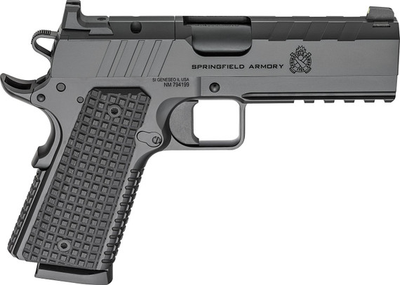 Springfield Armory PX9228LAOS 1911 Emissary AOS 45 ACP 8+1 4.25 Black Nitride Match Grade Bull Barrel, Black Cerakote Optic Ready/Serrated Carbon Steel Slide & Stainless Steel Frame w/Beavertail & Pic Rail, VZ G10 Grip, Pistol