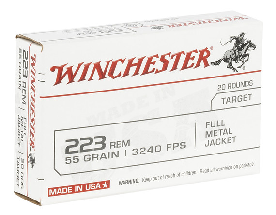Winchester Ammo W223K USA 223 Rem 55 gr Full Metal Jacket (FMJ) 20 Bx/50 Cs