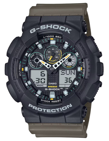 G-Shock GA100TU1A3CR Green Band CR1220, Watch