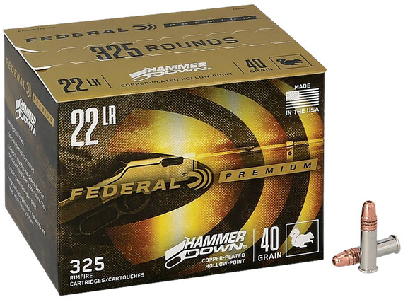 Federal 22HAM Hammer Down Rimfire 22LR 40gr Copper Plated Hollow Point 325 Per Box/10 Case