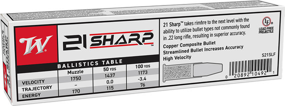 Winchester Ammo S21SLF USA 21Sharp 25gr Copper Matrix 100 Per Box/20 Case
