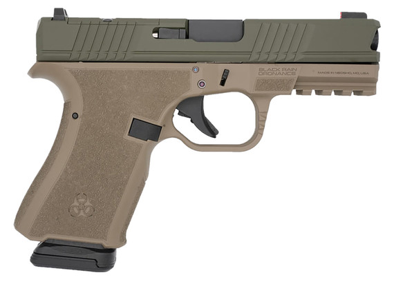 Black Rain Ordnance FL9MMFDEOD Frontline Compact Frame 9mm Luger 15+1 4 Black Nitride Steel Barrel, OD Green Cerakote Optic Ready/Serrated Stainless Steel Slide, Flat Dark Earth Cerakote Poly Frame w/Pic Rail & Grip, Pistol