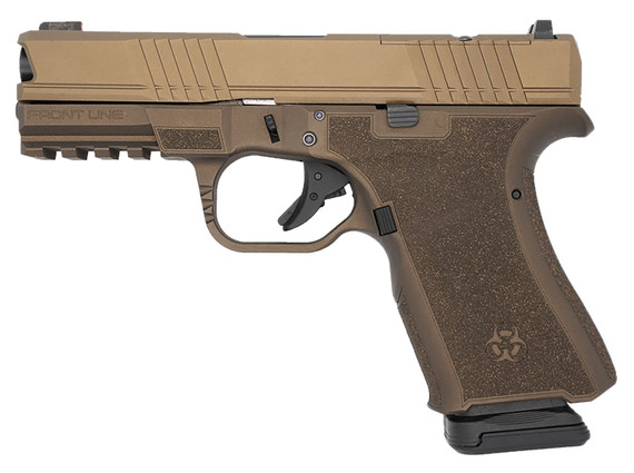 Black Rain Ordnance FL9MMMBBBRNZ Frontline Compact Frame 9mm Luger 15+1 4 Black Nitride Steel Barrel, Midnight Bronze Cerakote Optic Ready/Serrated Stainless Steel Slide, Burnt Bronze Cerakote Poly Frame w/Pic Rail & Grip, Pistol