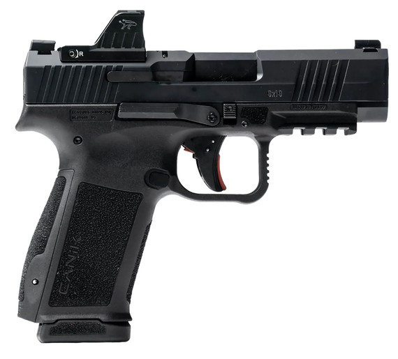 Canik HG7883VN Mete MC9LS w/Optic Sub-Compact Frame 9mm Luger 17+1 3.64 Black Steel Barrel, Black Nitride Serrated Steel Slide, Black Poly Frame w/Pic Rail, Interchangeable Backstrap Grip, MeCanik M01 Red Dot, Pistol