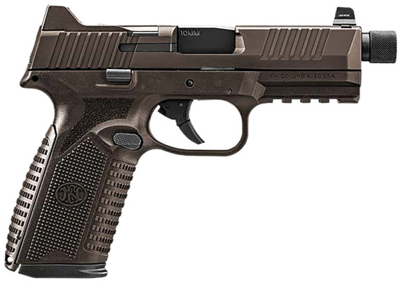 FN 66-101951 510 Tactical 10mm 10+1 4.71 Black Steel Threaded Barrel, Bronze PVD Optic Cut/Serrated Stainless Steel Slide & Poly Frame w/Pic Rail, Interchangeable Backstrap Grip, Pistol