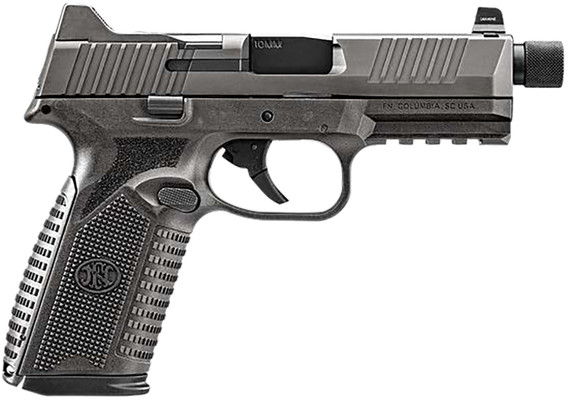 FN 66-101952 510 Tactical 10mm 22+1 4.71 Black Steel Threaded Barrel, Gray PVD Optic Cut/Serrated Stainless Steel Slide & Poly Frame w/Pic Rail, Interchangeable Backstrap Grip, Pistol