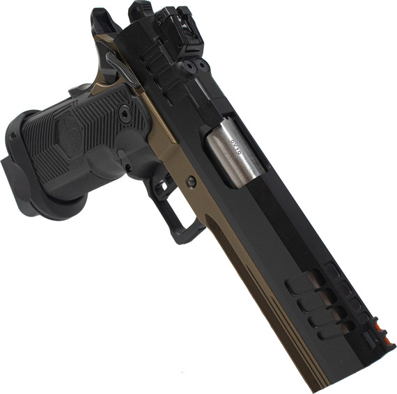 Great Lakes GL1911DS9FSSBRZ Synergy 1911 DS 9mm Luger 20+1 5 Stainless Match Grade Barrel, Black Cerakote Optic Cut/Serrated Stainless Steel Slide, Bronze Cerakote Stainless Steel Frame w/Pic Rail, Textured Grip, Pistol