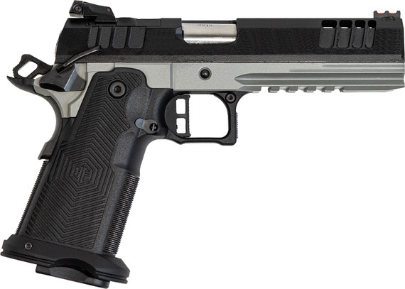 Great Lakes GL1911DS9FSSSRK Synergy 1911 DS 9mm Luger 20+1 5 Stainless Match Grade Barrel, Black Cerakote Optic Cut/Serrated Stainless Steel Slide, Cerakote Stainless Steel Frame w/Pic Rail, Textured Grip, Pistol
