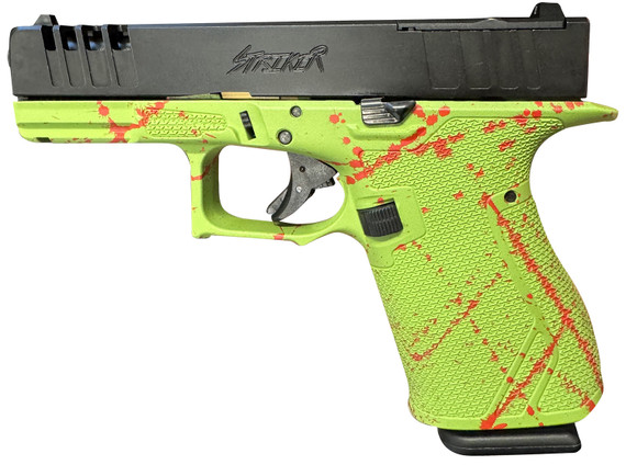 Great Lakes GL19SZOM Striker Compact Frame 9mm Luger 15+1 4 Black Nitride Steel Barrel, Black Cerakote Serrated w/Slide Cuts Steel Slide, Zombie Cerakote Poly Frame & Grip, Ambi, Pistol