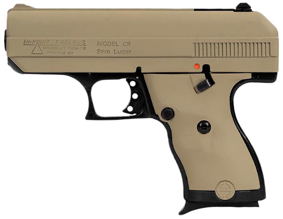 Hi-Point 916FDE C9 9mm Luger 8+1 3.50 Black Stainless Steel Barrel, Flat Dark Earth Steel Serrated Slide & Poly Frame, Flat Dark Earth Plastic Grip, Right Hand, Pistol