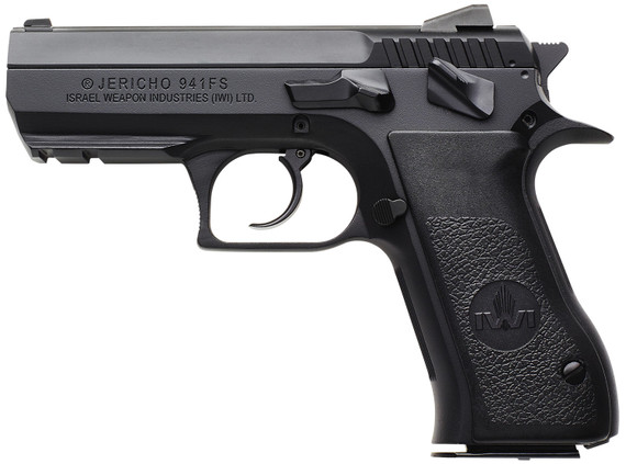 IWI US J941FS910ORP Jericho 941 Mid-Size Frame 9mm Luger 10+1 3.80 Black Chrome Lined Steel Barrel, Black Serrated Steel Slide & Frame w/Beavertail & Pic Rail, Black Textured Grips, Pistol