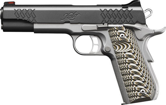 Kimber 3000351 Aegis Elite Custom 45 ACP 8+1 5 Stainless Match Grade Barrel, KimPro II Black Serrated Stainless Steel Slide, Satin Silver Stainless Steel Frame w/Beavertail, G10 Grip, Pistol