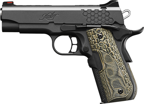 Kimber 3000361 KHX Pro w/Laser 45 ACP 7+1 4 Stainless Match Grade Barrel, KimPro II Gray Serrated Stainless Steel Slide, Kimpro II Gray Stainless Steel Frame w/Beavertail, G10 MagGrip w/Red Laser, Pistol