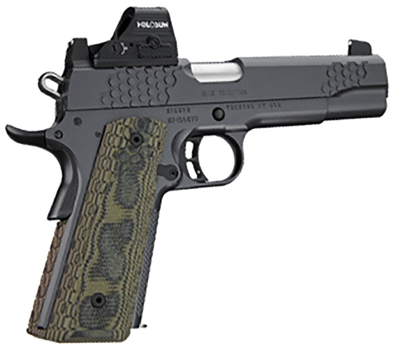 Kimber 3000435 KHX Custom 10mm Auto 8+1 5 Stainless Match Grade Barrel, KimPro II Gray Serrated Stainless Steel Slide, Kimpro II Gray Stainless Steel Frame w/Beavertail, G10 Grip, Holosun HE507C-GR-X2 Red Dot, Pistol