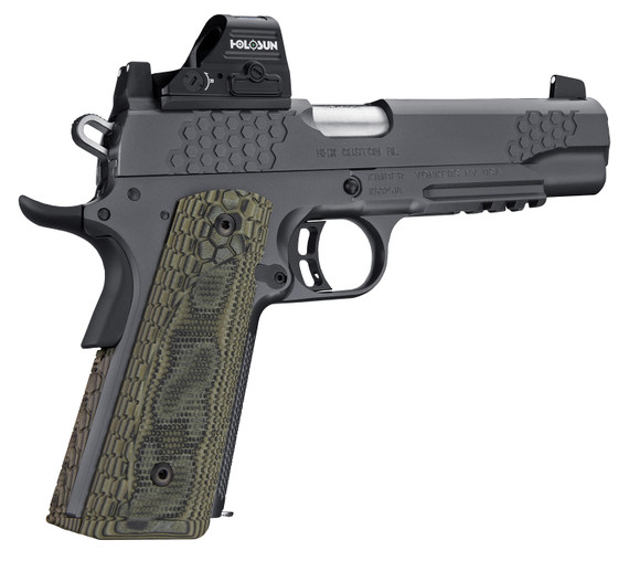 Kimber 3000437 KHX Custom 9mm Luger 9+1 5 Stainless Match Grade Barrel, KimPro II Gray Serrated Stainless Steel Slide, Kimpro II Gray Stainless Steel Frame w/Beavertail & Pic Rail, G10 Grip, Holosun HE507C-GR-X2 Red Dot, Pistol