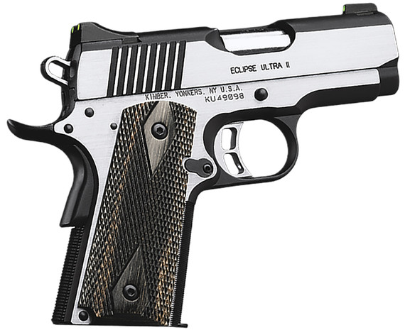 Kimber 3200042CA Eclipse Ultra II *CA Compliant 45 ACP 7+1 3 Stainless Steel Barrel, Brush Polished Serrated Stainless Steel Slide, Brush Polished Stainless Steel Frame w/Beavertail, Gray/Black Double Diamond Laminate Grip, Pistol