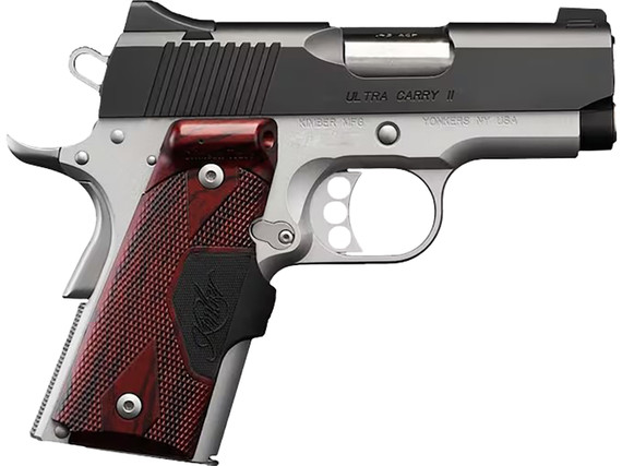 Kimber 3200392 Ultra Carry II w/Laser 9mm Luger 8+1 3 Stainless Stainless Steel Barrel, Matte Black Brushed Serrated Steel Slide, Matte Silver Aluminum Frame w/Beavertail, Rosewood Grip, Crimson Trace Laser, Pistol