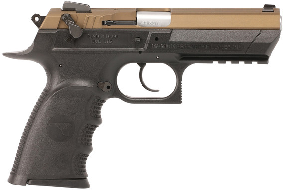 Magnum Research BE94133RLBB Baby Eagle III Full Size Frame 40 S&W 12+1 4.43 Stainless Match Grade Barrel, Burnt Bronze Carbon Steel Slide, Black Poly Frame w/Beavertail & Pic Rail, Black Textured Grip, Ambi, Pistol