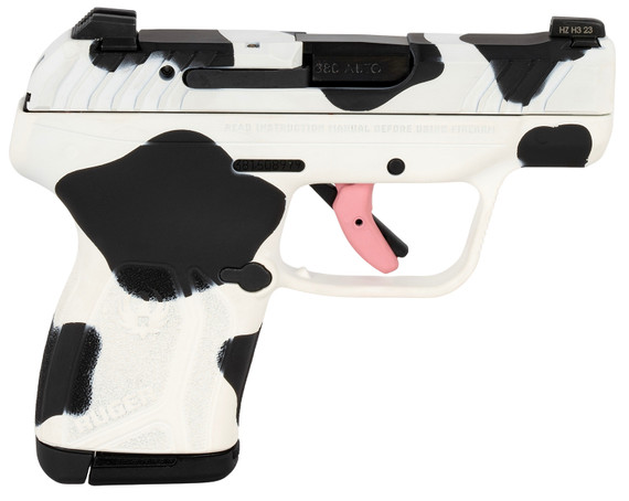 Ruger 228134 LCP Max Compact Frame 380 Auto 10+1 2.80 Black Steel Barrel, Cow Print Cerakote Serrated Steel Slide, Poly Frame Cow Print w/Textured Grip, Pistol