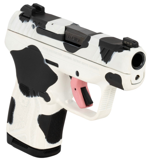 Ruger 228134 LCP Max Compact Frame 380 Auto 10+1 2.80 Black Steel Barrel, Cow Print Cerakote Serrated Steel Slide, Poly Frame Cow Print w/Textured Grip, Pistol