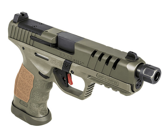 SAR USA SAR9SOCOMOD10 SAR9 SOCOM Full Size Frame 9mm Luger 10+1 5.20 Black Steel Threaded Barrel, Steel Optic Ready/Ported/Serrated Slide, OD Green Cerakote Poly Frame w/Pic Rail, OD Green Poly Grip, Pistol