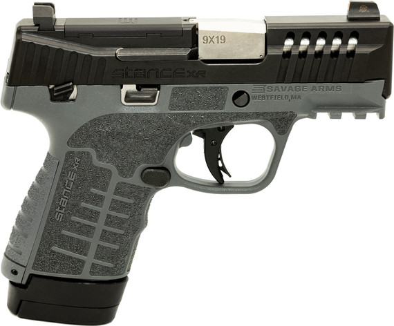 Savage 67059 Stance XR Micro 9mm Luger 13+1 3.20 Stainless Steel Barrel, Black Nitride Ported/Serrated Stainless Steel Slide, Gray Stainless Steel Frame w/Pic Rail, Gray GFN Grip, Ambi, Pistol