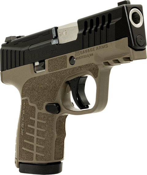 Savage 67064 Stance XR Micro Frame 9mm Luger 13+1 3.20 Stainless Steel Barrel, Black Nitride Ported/Serrated Stainless Steel Slide, Flat Dark Earth Stainless Steel Frame w/Pic Rail, FDE GFN Grip, Ambi, Pistol