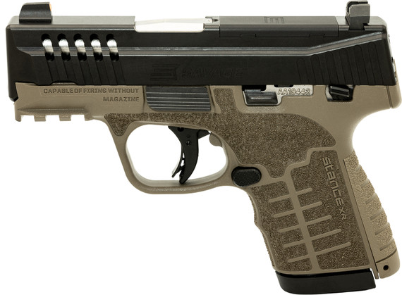 Savage 67065 Stance XR Micro Frame 9mm Luger 13+1 3.20 Stainless Steel Barrel, Black Nitride Ported/Serrated Steel Slide, Flat Dark Earth Stainless Steel Frame w/Pic Rail, FDE GFN Grip, Ambi, Pistol