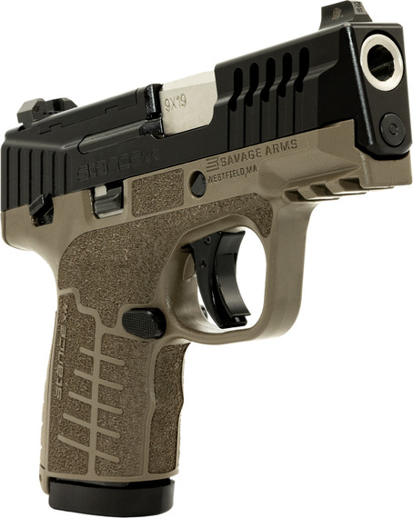 Savage 67065 Stance XR Micro Frame 9mm Luger 13+1 3.20 Stainless Steel Barrel, Black Nitride Ported/Serrated Steel Slide, Flat Dark Earth Stainless Steel Frame w/Pic Rail, FDE GFN Grip, Ambi, Pistol