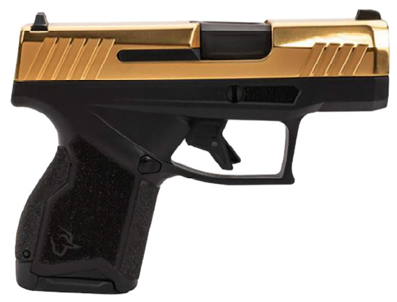Taurus 1-GX4M931-10G GX4 Micro-Compact Frame 9mm Luger 10+1 3.06 Satin Black DLC Stainless Steel Barrel, Gold PVD Serrated Alloy Steel Slide, Matte Black Stainless Steel Frame, Textured Grip, Pistol