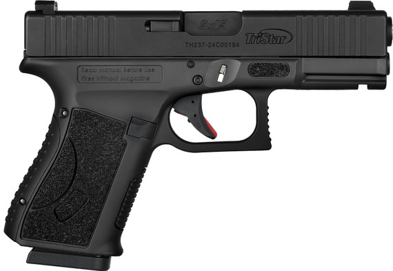 TriStar 85760 Apoc 9mm Luger 15+1 4.02 Black Steel Barrel, Black Cerakote Serrated Steel Slide & Poly Frame w/Acc Rail, Textured Grip, Pistol