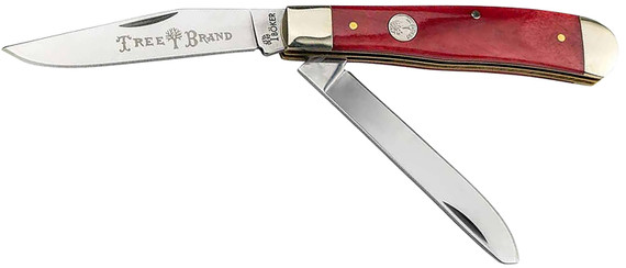 Boker 110830 Trapper Plain D2 Steel Blade Smooth Red Bone Bone Handle