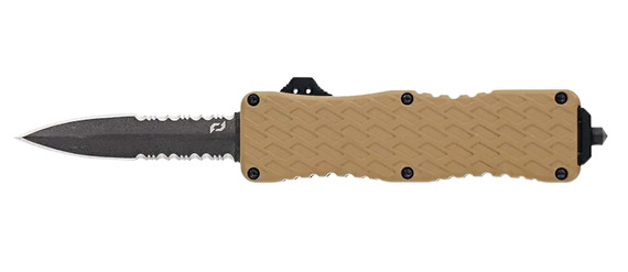Schrade 1159305 Uproar Automatic 3 OTF Dagger Part Serrated Black Oxide D2 Steel Blade, Flat Dark Earth Textured Aluminum Handle, Knife