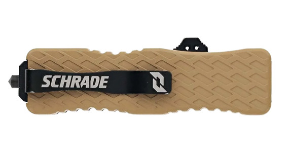 Schrade 1159305 Uproar Automatic 3 OTF Dagger Part Serrated Black Oxide D2 Steel Blade, Flat Dark Earth Textured Aluminum Handle, Knife