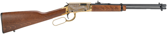 Rossi RL22181WDGDH Rio Bravo Doc Holiday 22 LR 15+1 18 Polished Black Oxide Alloy Steel Barrel, Gold Engraved Aluminum Receiver, Fixed Hardwood Stock, Rifle