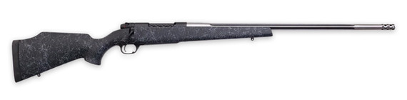 Weatherby MAM01N300NR8B Mark V Accumark 300 Win 3+1 26 Spun Stainless Fluted Threaded Barrel, Graphite Black Cerakote Drilled & Tapped Steel Receiver, Monte Carlo Matte Black w/Spiderweb Synthetic Stock, 2 Muzzle Brake, Rifle