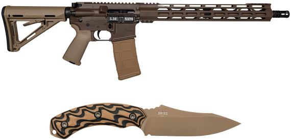 Diamondback DB175AK131 DB15 w/Knife Sports South Exclusive 5.56 NATO 30+1 16 Black Nitride Medium Taper Threaded Barrel, Brown Cerakote Pic Rail Aluminum Rcvr, 15 M-LOK Handguard, Flat Dark Earth Magpul Carbine Stock & Magpul MOE Grip, Rifle