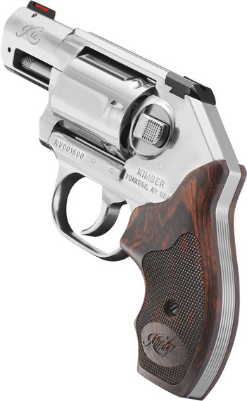 Kimber 3400009CA K6S DCR *CA Compliant DAO 357 Mag 6 Shot 2 Satin Silver Stainless Steel Barrel & Cylinder, Satin Silver Stainless Steel Frame, Laminated Wood Grip, Concealed Hammer, Revolver