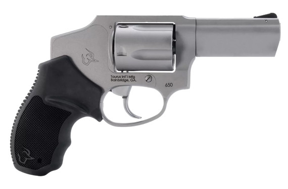 Taurus 2-650139 650 Small 357 Mag 38/Special +P 5 Shot 3 Stainless Steel Barrel, Cylinder & Frame, Black Rubber Grip, Transfer Bar Safety, Concealed Hammer, Revolver