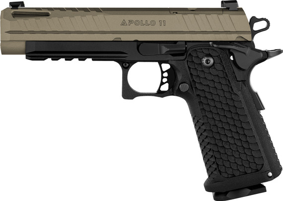 Live Free Armory LFAPF712086 Apollo 11 9mm Luger 17+1 4.15" Stainless Match Grade BBL, Elite FDE Cerakote Optic Cut/Serr Stainless Slide & Steel Frame w/Beavertail & Pic Rail, Textured Grip,Pistol