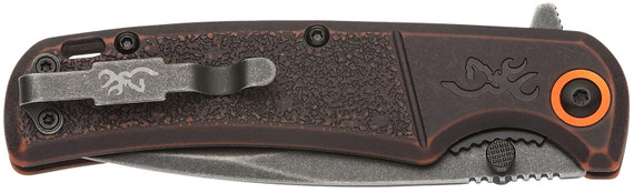 Browning 3220581B Buckmark EDC Slim 3.13" Folding Drop Point Plain Black Stonewashed D2 Steel Blade, Bronze Stonewashed Polymer Handle, Box Packaging,Knives
