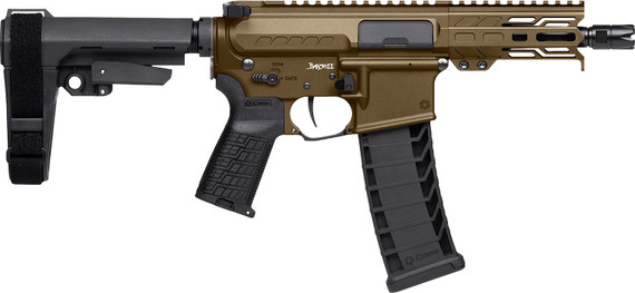 CMMG 94AD90F-MB Banshee MK4 9mm Luger 30+1 5" Satin Black Cerakote Medium Taper Threaded BBL, EML 4" M-LOK Handguard, Midnight Bronze Cerakote Alum Pic Rail Rcvr, Black Polymer 6 Position Rip Brace, CMMG Zeroed Grip,Tactical Pistols