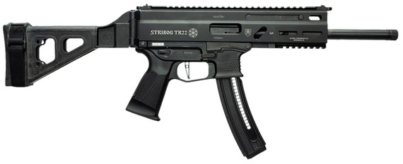 Grand Power 197892004817 TR22 Stribog 22 LR 25+1 10" Black Threaded BBL, Black Hardcoat Anodize Rcvr w/Pic Rail, Black SB Tactical Brace, Black Polymer Grip, Ambidextrous,Rimfire Pistols