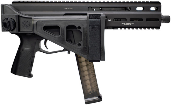 Grand Power 197892004824 SP45A3 Stribog 45 ACP 20+1 8" Black Threaded BBL, Black Hardcoat Anodize Alum/Polymer Rcvr w/Pic Rail, Black SB Tactical Brace, Black Polymer Grip, Ambidextrous,Tactical Pistols