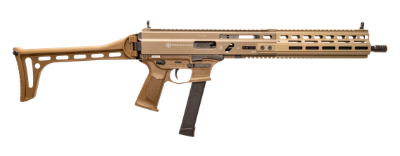 Grand Power 810091158029 SP9A3G Stribog 9mm Luger 30+1 16" Black Threaded Barrel, Flat Dark Earth Cerakote Aluminum/Polymer Receiver w/Picatinny Rail, M-LOK Handguard, Side Folding FDE Polymer Stock, FAmbidextrous