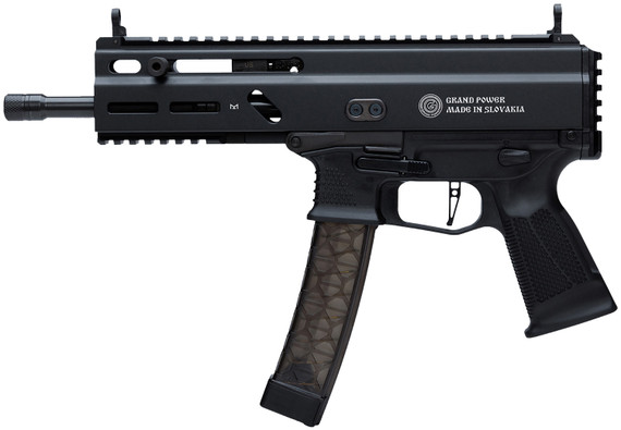 Grand Power 8588005808538 SP9A3 Stribog 9mm Luger 30+1 8" Black Threaded BBL, M-LOK Handguard, Black Hardcoat Anodize Alum/Polymer Rcvr w/Pic Rail, Rear Pic Rail, QD Sling Sockets, Black Polymer Grip, Ambidextrous,Tactical Pistols